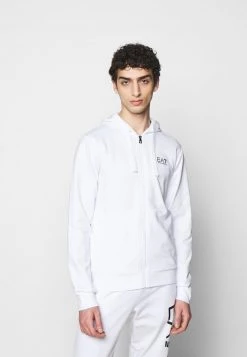 EA7 Emporio Armani Sweat à Capuche Zippé White Homme