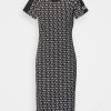 EA7 Emporio Armani DRESS ALLOVER LOGO Robe De Jour Fancy Black/white Femme