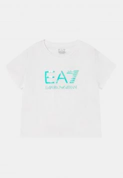 EA7 Emporio Armani Enfant TRAIN IRIDESCENT GIRL CROP TEE T Shirt Imprimé White