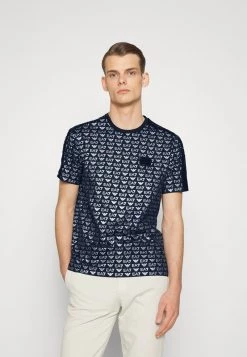 EA7 Emporio Armani TEE ALLOVER LOGO T Shirt Imprimé Dark Blue Homme