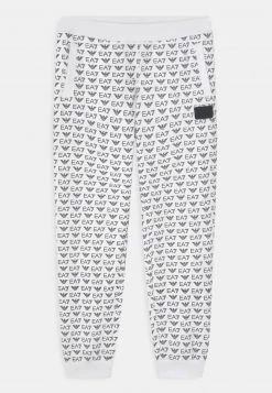 EA7 Emporio Armani PANTS MONOGRAM TAPE UNISEX Pantalon De Survêtement Fancy White