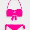 EA7 Emporio Armani SEAWORLD MAXI LOGO BAND Bikini Pink Fluorecent Femme