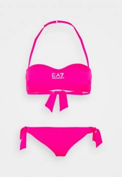 EA7 Emporio Armani SEAWORLD MAXI LOGO BAND Bikini Pink Fluorecent Femme