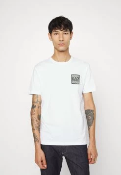 EA7 Emporio Armani T Shirt Imprimé White/silver Coloured Homme