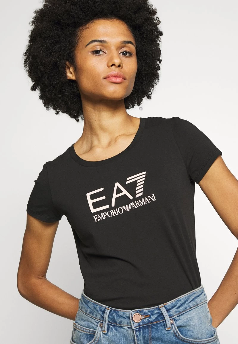 EA7 Emporio Armani T Shirt Imprimé Black/peach Femme 5 EA7 Emporio Armani T Shirt Imprimé Black/peach Femme – Image 5