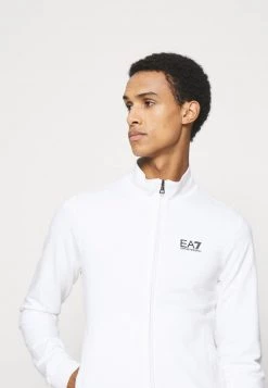 EA7 Emporio Armani Homme Sweat à Capuche Zippé White -EA7 Emporio Armani Soldes Magasin 4069ac5e953a4bcb8c5ad4c2a4933bcb