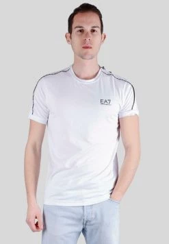 EA7 Emporio Armani BANDA LOGATA T Shirt Imprimé Bianco Homme