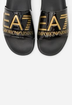 EA7 Emporio Armani Unisex Mules Shiny Black/gold -EA7 Emporio Armani Soldes Magasin 442465169e8f43d080bb7469b8a26663