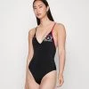 EA7 Emporio Armani Femme SEAWORLD MAXI LOGO WOMENS SWIMSUIT Maillot De Bain Nero