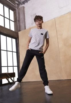 EA7 Emporio Armani MONOGRAM UNISEX T Shirt Imprimé White Black