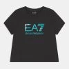 EA7 Emporio Armani Enfant TRAIN IRIDESCENT GIRL CROP TEE T Shirt Imprimé Black