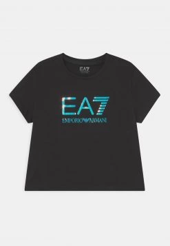 EA7 Emporio Armani Enfant TRAIN IRIDESCENT GIRL CROP TEE T Shirt Imprimé Black