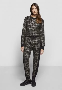 EA7 Emporio Armani PANTS ALLVOER LOGO Pantalon De Survêtement Fancy Black/gold Coloured Femme -EA7 Emporio Armani Soldes Magasin 53966017f9fc4154a1c61aa0effc8e67