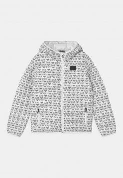 EA7 Emporio Armani HOODIE ECO DOWN MONOGRAM UNISEX Veste D'hiver Fancy White