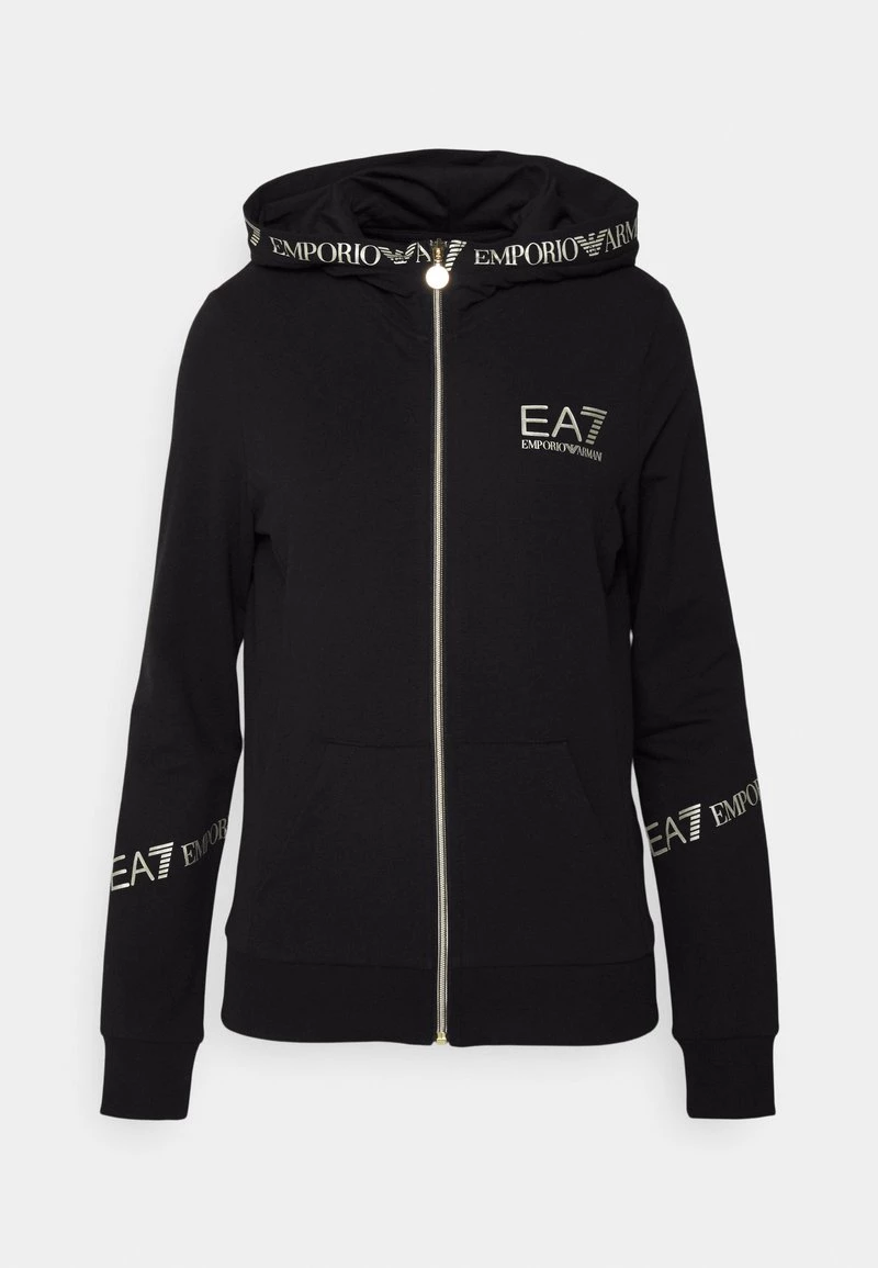 EA7 Emporio Armani Femme Sweat à Capuche Zippé Black/gold 5 EA7 Emporio Armani Femme Sweat à Capuche Zippé Black/gold – Image 5