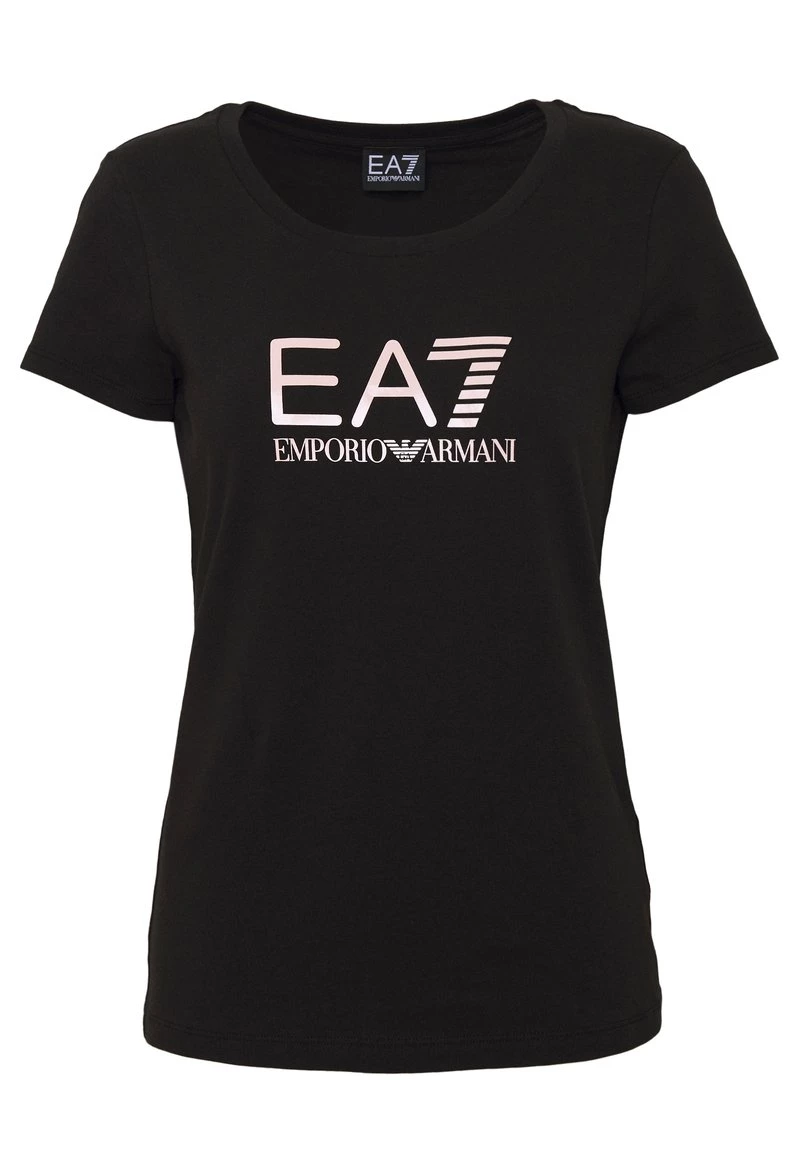 EA7 Emporio Armani T Shirt Imprimé Black/peach Femme 4 EA7 Emporio Armani T Shirt Imprimé Black/peach Femme – Image 4
