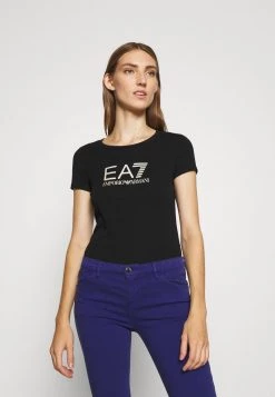 EA7 Emporio Armani Femme T Shirt Imprimé Black/light Gold
