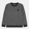EA7 Emporio Armani MONOGRAM UNISEX Sweatshirt Fancy Black White