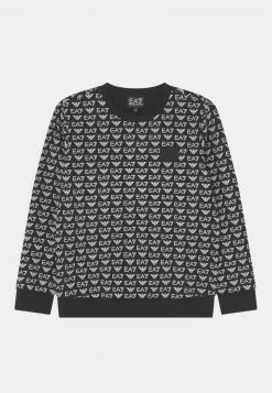 EA7 Emporio Armani MONOGRAM UNISEX Sweatshirt Fancy Black White