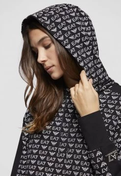 EA7 Emporio Armani Femme HOODIE DRESS ALLOVER LOGO Robe De Jour Fancy Black/white -EA7 Emporio Armani Soldes Magasin bf5cb026bc184770883dc3cf38579ff2