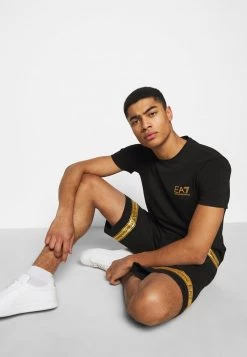 EA7 Emporio Armani Homme T Shirt Imprimé Black/gold -EA7 Emporio Armani Soldes Magasin cac9759470184e55997a10837210b451