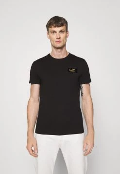 EA7 Emporio Armani Homme T Shirt Basique Black/gold Coloured