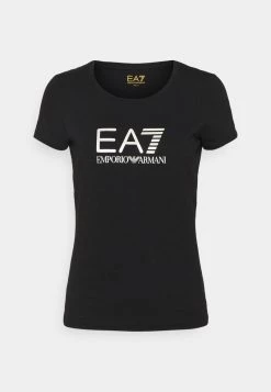 EA7 Emporio Armani Femme T Shirt Imprimé Black/light Gold -EA7 Emporio Armani Soldes Magasin f523dd6ccd744fd0b9ba8a40e3ae1669