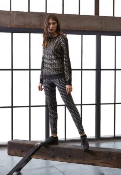 EA7 Emporio Armani ALLOVER LOGO Legging Fancy Black/white Femme