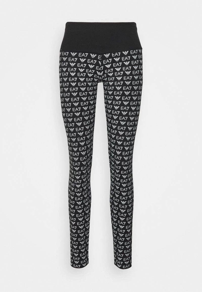 EA7 Emporio Armani ALLOVER LOGO Legging Fancy Black/white Femme 2 EA7 Emporio Armani ALLOVER LOGO Legging Fancy Black/white Femme – Image 2